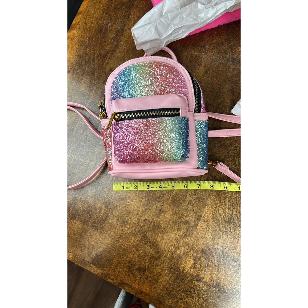 Glitter Rainbow Mini Backpack Cute Small Backpack Purse Shoulder Bag - Picture 6 of 12